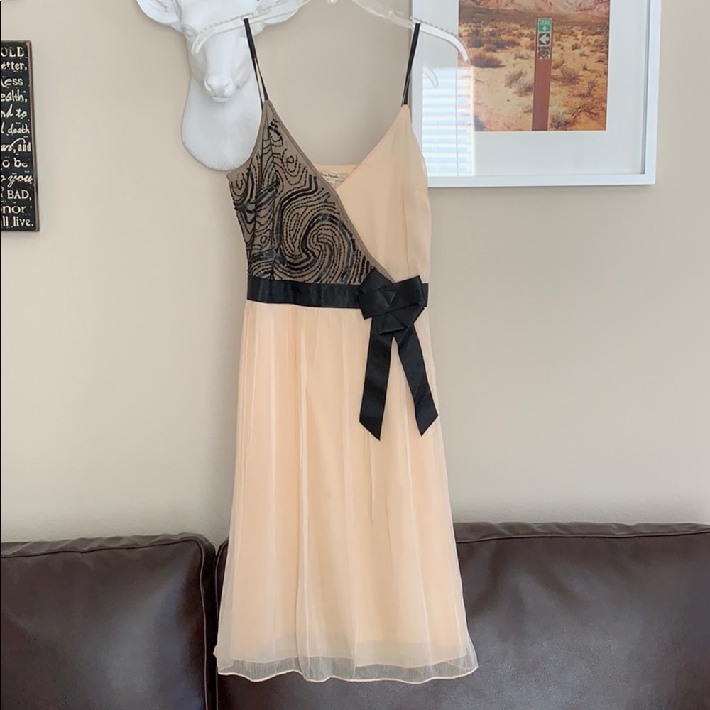 ❤️Free People Size 8 Dress, Black/peach, sequin. Vintage Y2K